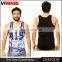 New custom men cotton printed black tank top