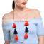 Boho Womens Colorful Long Tassels Pendant Beads Chain Necklace