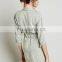 Three quarter sleeve fray hem lastest design dress made of cotton, mini denim dress design