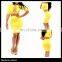 New design half sleeves celebrity sexy yellow bandage bodycon dress