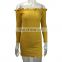 2017 Top Design Sexy Yellow Off The Shoulder Club Bodycon Bandage Dress