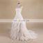 Vintage Boat Neck Pleating Bodice Ruffle Skirt A-Line Wedding Dress Lace Up