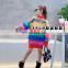 Girls' rainbow color matching striped Knitted Top fall / winter 2020 new Korean children's loose medium length sweater