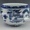 Antique Qing QianLong Mark Chinese White And Blue Porcelain Dragon Design Fish Bowl
