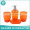 Longan Cheap Price Hotel Bathroom Resin 4Pcs Modern Design Customized Logoliquid Orange Plastic Acrylic Bathroom Set