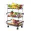 Stackable 3 Tier Sturdy Portable Mesh Removable Metal Wire Kitchen Organizer Fruit Vegetable Storage Basket Cart with Wheels