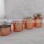 Copper plated tea Jar, 4-Piece Stainless Steel Clamp Canister Set with Clear Lid