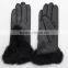 ladies genuine sheepskin new fashion dress leather gloves with fur