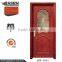 China high quality half view art glass solid wood door for bathroom