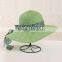 QXSH0055A Colorful staw hat with wide leopard ribbon New summer panama beach hat