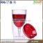 Acrylic double wall wine glass with lid and straw