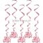 Its A Girl Pink Ceiling Hanging Swirl decoration for Baby Shower party