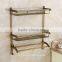 Wall Mounted Dual Tier Bathroom Storage Shelf Shower Caddy Cosmetics Holder with Towel Bar