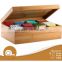factory sale FSC&BSCI Bamboo wooden Tea bag Box Natural Chest with Clear Hinged Lid, 8 Storage Sections with Expandable Drawer