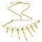 Stainless Steel Gold Tone Bar Tassel Crystal Jewelry Set Necklace