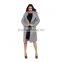 Pretty steps 2015 winter luxurious feel grey Soft-touch woven fabric Notched lapels Smart Tailored Long Line Coat