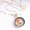 Glass bottle wishing pendants gold chain Plant specimens yellow flower necklace
