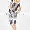european style popular fashion denim capri lace jeans customized