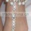 PEARL CRYSTAL beads payal ANKLETS pair feet barefoot sandal toe ring