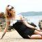 Women One piece Summer Beachwear Dress Bow Black Mini Holiday Swimwear Tunics SV000528