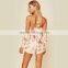 Floral Print Feminine Playsuits Allover Halter Drawstring Rompers