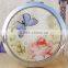 7cm Round Cosmetic Purse Compact Makeup Handbag Mirror with Butterfly