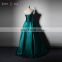 LSQ313 strapless lace up appliques patterns green satin sexy revealing emerald green evening dresses