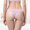 Yun Meng Ni Sexy Underwear Ultra Soft Lace Waist-Band T-back With Flower Printing Breathable Cotton Lady Thong