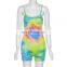 Wholesales Best Seller Women Tie Dye Casual Jumpsuit Ladies Bodycon Short Tie Dye Playsuit Women Jumpsuit