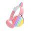 Portable Led RGB Colors Blue Tooth Headset Girls Women Cute Cat Ear Earphone Bt Wireless Headphones with Microphone