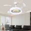 42′′ Chandelier Modern Pendant Lights Golden Silver Retractable Invisible LED Ceiling Fan Light with LED Light and Remote Control