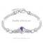 Fashion 925 Silver Plated Circle Thin Chain Bracelets With Crystal