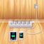 Intelligent 220V 13amp 5 gang extension cord multi plug and socket outlet with switches and 5 usb ports