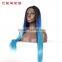 Synthetic Hair Black Root Blue Ombre Straight Lace Front Wig Hair Wigs