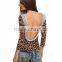 Guangzhou Garment Fatory Supply Cheap Price Fashion Women Tops Backless Lace Leopard Ladies Casual Blouse