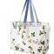 Custom New Fashionable Floral Print White Canvas Tote and One Shoulder Eco Friendly Shopping Bag for Student and Woman