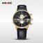 WEIDE Japan Movement Genuine Leather Strap Men Gold Watches Luxury Watch In  Express