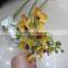 cheap plastic 7 heads two branches artificial orange orchid