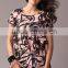 Pretty Steps 2016 new fashion chiffon blouse short sleeve printed shirt for ladies
