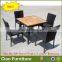 outdoor teak wood table and armless chairs square dining table set