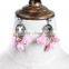 Bohemian jewelry crystal pendant with pink tassel charms earrings for women