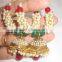 Red Green pearl hoop bollywood gold tone dangler jhumka EARRINGS