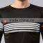 Black Striped Round Neck Rapid Dry T-Shirt Striped Style Waist Length Tee Round Neck Long Sleeves Anti-Microbial Moisture Sport