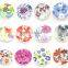 Mixed Multicolor Flower 2 Holes Round Wood Painting Sewing Buttons 15mm(5/8")