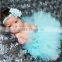 New coming Mint Girl Baby Party Dresses Baby Tutu Dress with Flower Headband Infant headband Baby Girl Set Photo