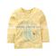 Top quality gray color yellow sleeve embroidered baby tshirts