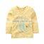 Top quality gray color yellow sleeve embroidered baby tshirts