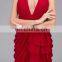 Split Front Halter Floor Length Burgundy Evening Dress HMY-D009 Real Model Hot Sale