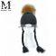 Kids Cute Pigtail Raccoon Fur Pompom Cap Warm Winter Hat Children Beanie Hat