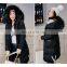 2017 New Korean Version of Slim Big Code Solid Color Hooded Large Hair Collar Long Feather Cotton Women